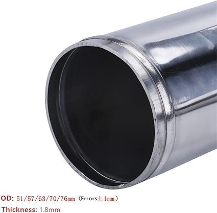Miniatura 3 de Longitud 20" (500mm), OD 2.75" (70mm) Tubo recto de entrada de aire de aluminio intercooler tubería, tubo de admisión acabado pulido