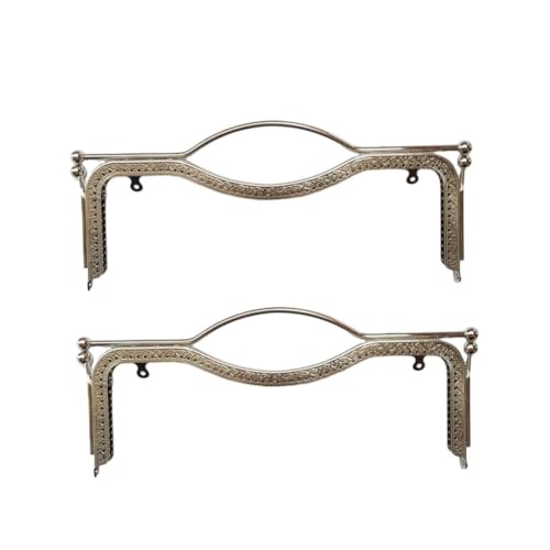 Zymoplas Bolso de moda de 2 piezas, cierre de broche de beso, fácil de usar con forma de labios, marco de Metal Vintage para monedero de Metal, plata