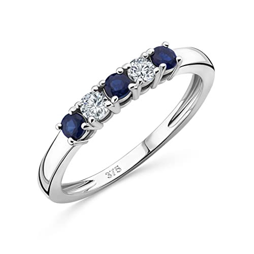 Bague de Naissance Orovi en Or Blanc avec Pierres Précieuses et Diamants