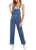 Vetinee Women's Indigo Skylight Bib Overalls - Casual Jeans Jumpsuit - Straight Fit, Classic Fit - Sizes L, 12, 14