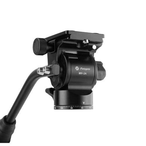 Fotopro ビデオ雲台 パンティルト雲台 クイックリリースプレートと調整可能なハンドル付き 最大荷重3kg コンパクトビデオカメラ用 デジタル一眼レフカメラ MH-2A ブラック