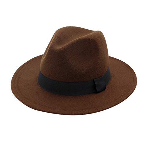 RUIRUILICO Sombrero de jazz estilo británico unisex estilo británico, sombrero de jazz plegable de ala ancha, sombrero de sol, café, Talla única