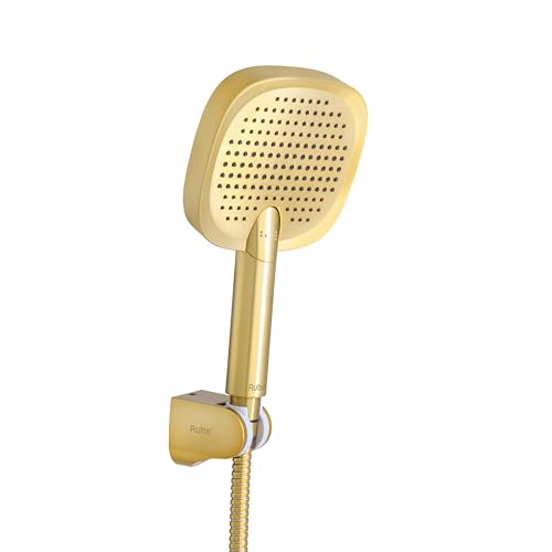 Image of Ruhe Apex Multi-Functional Triple-Flow Modes ABS Hand Shower with 1.5 Meter 304-Grade Stainless Steel Hose & Hook - Brushed Gold Finish