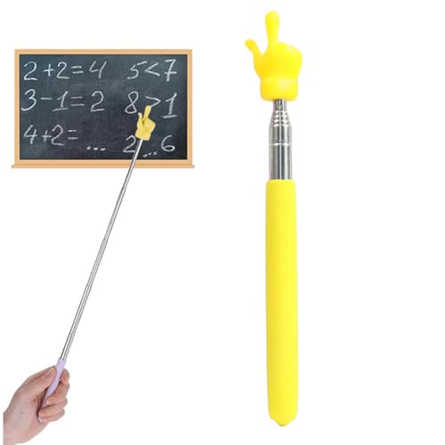 WeddHuis 1 Unidad telescópico retráctil de Acero Inoxidable, Puntero de Mano, Laser Pointer para presentaciones, Palo de Mano para Profesores de Escuela Primaria y jardín de Infancia (Amarillo)