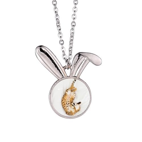 Collier lapin avec photo de chat : bijou personnalisé en acier haut de gamme