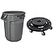 Rubbermaid Commercial Brute Trash Can WITH Dolly (Vented, 32 gallon, Gray, FG263200GRAY and 264000)