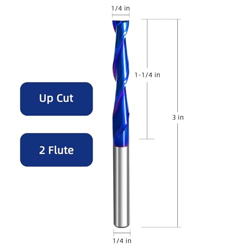 Image of 2PCS Up Cut Carbide Spiral Router Bits 1 /4 inch Shank 1 /4 inch Cutting Diameter 3 OAL Solid Carbide Router Bit for Wood, Plastic & CNC Engraving