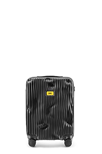 CRASH BAGGAGE Icon Stripe - 22 Inch Rolling Carry On Suitcase with 4 Spinner Wheels, Hardside Polycarbonate Travel Luggage, Lightweight, Interior Pockets, Airline Approved Lock, 36L - Black3