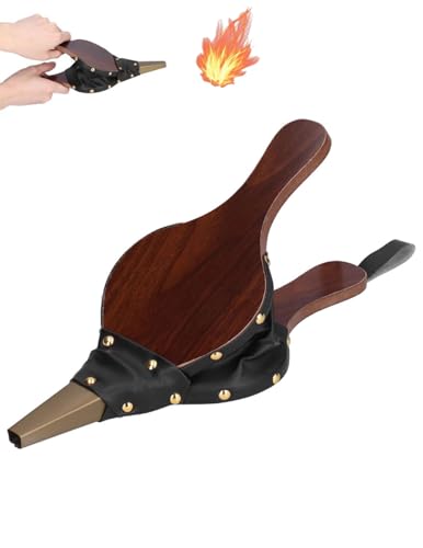 Dsacxixai Souffleur de Barbecue à Soufflet en Bois, Mini Ventilateur électrique portatif pour cheminée, Camping, BBQ avec Sangle