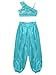 Lorilida Girls 2Pcs Dance Outfit Belly Dancer Costume Sequins Ruffle Crop Top with Harem Pants Performance Wear All Sets Blue 12 Years