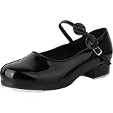 Hixingo Zapatos de Claqué de Cuero Mujer Tamaño 34-40, Zapatos de Baile Mujer Horma Ancha Cordones para Claqué Práctica Profesional (208 Negro,38)