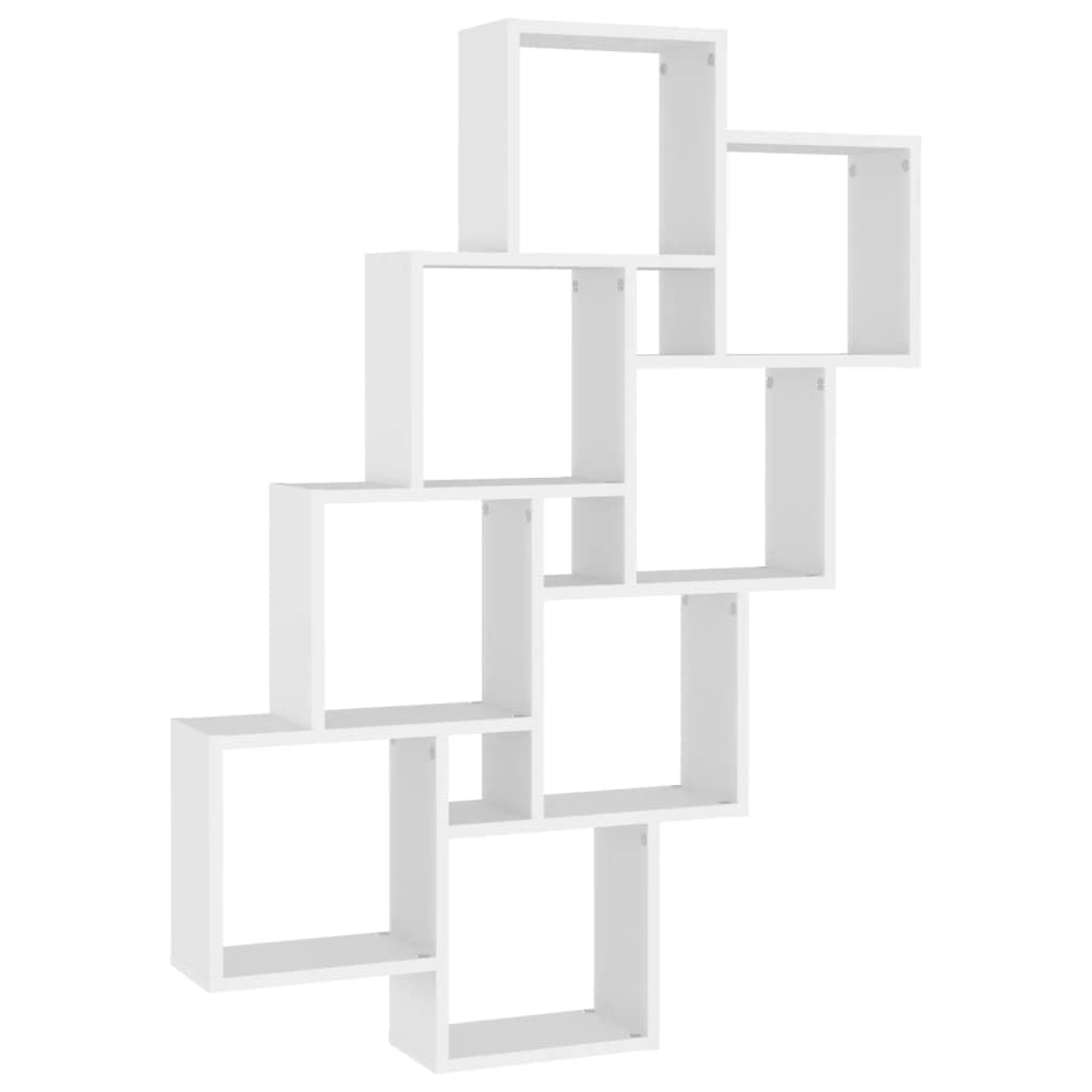 vidaXL Estante de Cubo de Pared Repisa Flotante Balda Estantería Salón Sala de Estar Exhibición Colgante Decoración Contrachapada Blanco 90x15x119 cm