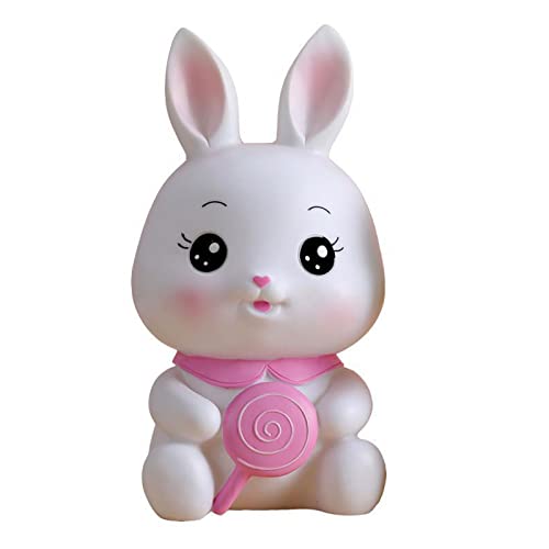ANFUTON Jolie tirelire en forme de lapin - Jolie tirelire incassable - Pratique - Cadeau pour garçons et filles - Lapin (Lollipop lapin, 13 x 24 cm) Cover