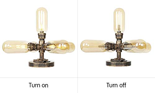 ZGYQGOO 5 Lights Steampunk Metal Pipe Lamp Bronze - Bedside Table Lamps for Nightstand, Dressers, Coffee - Desktop Accent Light with Glass Lamp steampunk buy now online