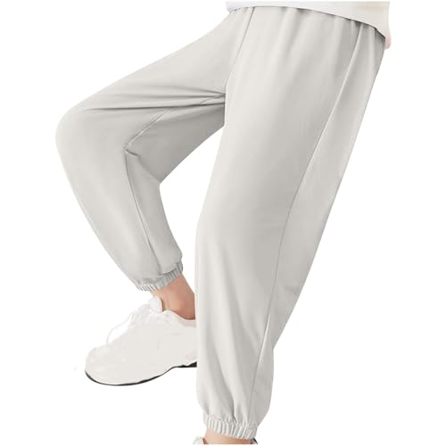 Girls Boys Jogger Pants Casual Summer Ice Silk Athletic Trousers Kids Quick Dry Running Workout Trousers with Pockets