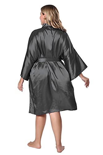 Image of EPLAZA Women Silky Satin Robe Wedding Bridal Party Bride Bridesmaid Robes Kimono Loungewear Dressing Gowns