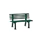 Produktbild Parkbank aus Kunststoff - mit 9 Leisten - Breite 1200 mm, moosgrün - Sitzbank Gartenbank Ruhebank Bank für Außenbereich UV- und witterungsbeständig PVC Bank