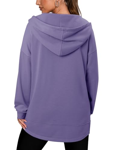 onlypuff Women Hoodie Pullover Trendy Quarter Zipper Lapel Sweatshirts Drawstring Cute Hooded Tunic Tops with Side Pockets