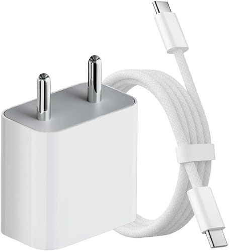 Image of HANYCONY 20W PD USB-C Charger with C to C Nylon Cable | Fast Charging for iPhone 16 15 Pro Max iPad Pro Air 5 Mini | Supports 27W Power Delivery | Original Charging Speed