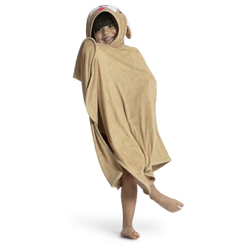 Image of Delta Children Personalized Kids Hooded Bath Towel with Pockets - Super Soft and Absorbent- Great Gift for Boys and Girls, Tan Dog