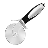 CUESVAP Rueda Cortador Pizza de Acero Inoxidable, Corta Pizza Multifuncional, Cortador de Pizza Profesional de 8.3 pulgadas con Mango Antideslizante | Negro