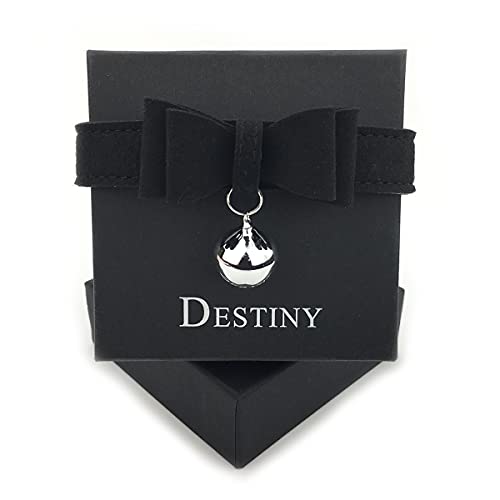 Destiny Love Bell Padlock Choker Collar Necklace Lolita Bow Collar Cat Kitty Velvet Necklace with Heart Lock and Key with Box for Women and Men2