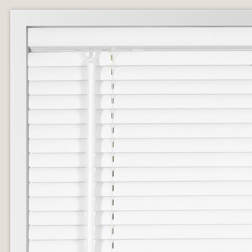 CALYX INTERIORS Room Darkening Vinyl Mini Blinds, Cordless, 1" Slat, 26.5" W x 60" H, White. Inside Mount in Windows 26.75in. and Greater; Indoor Window Shades - Image 3