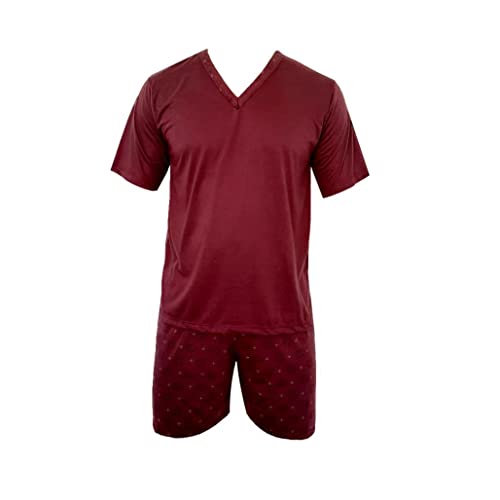 Pijama Infantil Juvenil Menino Manga Curta Short Verão Tamanho:M;Cor:Bordô