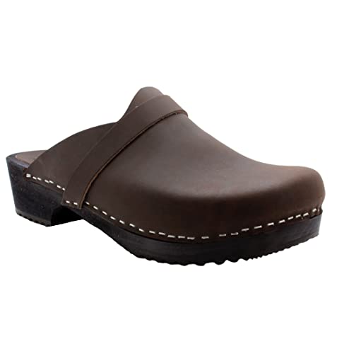 KLÄGN Men's Axel Leather Open Back Wooden Clogs2