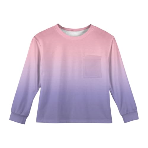 Girls Long Sleeve Crewneck T-Shirt with Pocket Soft Casual Top for Kids Comfortable Everyday Wear2