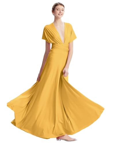 Image of Multi-Way Wrap Infinity Maxi Dress for Bridesmaids & Wedding Guest | 31 Colors for All Wedding Themes, One Size & Plus, 1 Dress for Any Events, Evening, Prom, Gala, Non-See-Through, Wrinkle-Free