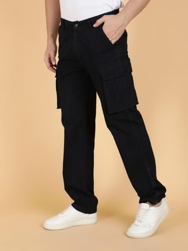 Image of KOTTY Men's Streetwear Style Utility Cargo Pants with Drawstring Waist and Flap Pockets