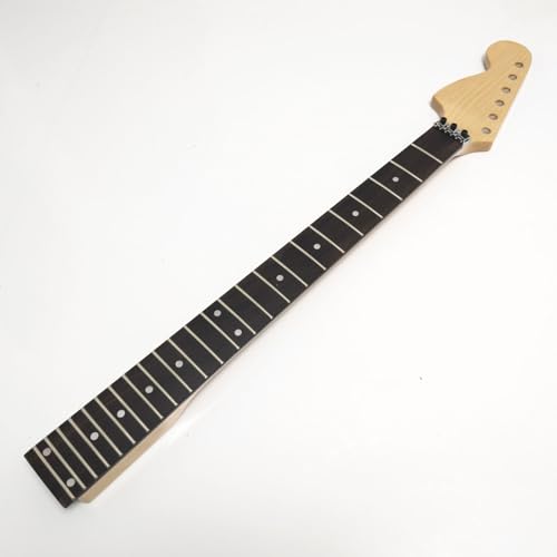 Electric Guitar Neck Maple 24 Frets for Fender Stratocaster Reverse Headstock with Locking Nut- Replacement for USA/Mexico Strat, Rosewood Fingerboard, Medium Jumbo Frets