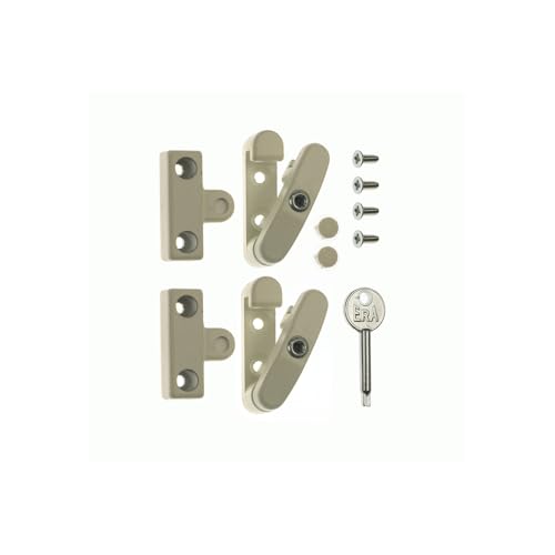 Image of Kooples Hardware Swinglock for Metal Windows White Finish Clam Pack Secure Locking Fastener