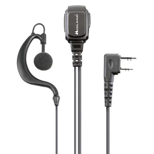Midland - Microphone avec Casque Ergonomique MA21-LK Pro 2 Broches Kenwood, câble spiralé, pour sécurité et extérieur - Compatible avec Talkie Walkie...