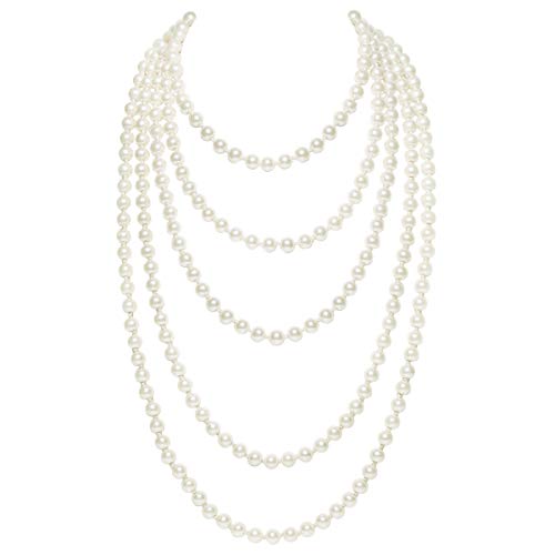 BABEYOND Vintage 1920s Gatsby Imitation Pearl Choker Necklace 20s Art Deco Flapper Accessories for Women White