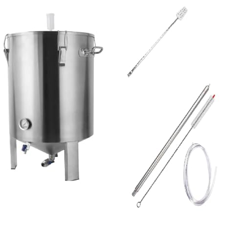 30 Liter 6 Gallon Conical Fermenter with Bottle Filler and Mash Paddle, 304 Stainless Steel Fermentation Tank for Homebrew Carboy. Wine Beer Kombucha Wine Making; Home Brewing Equipment