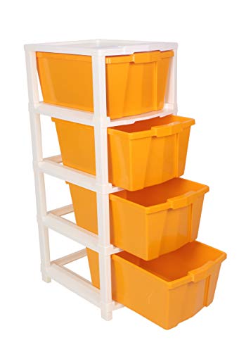Image of Joyful Studio 4 XL Plastic Modular Drawer System, ORANGE Colour (31cmx39cmx80.9 cm)