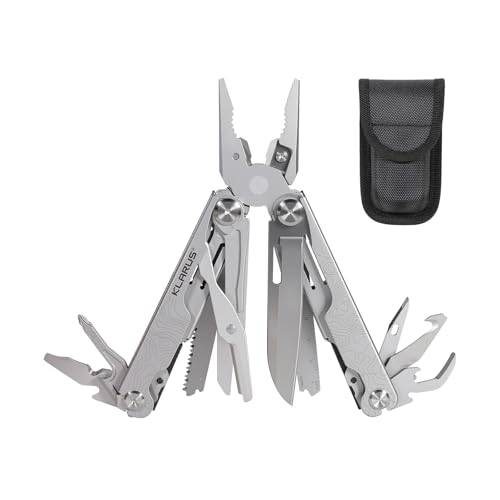KLARUS 20 en 1 MT07 Herramienta Multifuncional Profesional, juego de regalo para hombres, multi-herramienta que incluye pinzas y un cuchillo plegable, con funda de transporte, ideal para campamentos a