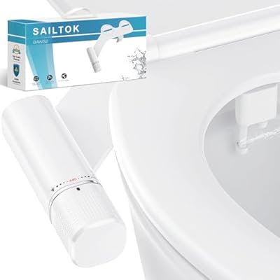 Bidet Attachment for Toilet, SAILTOK Dual Nozzle Bidet Toilet (Feminine & Rear Wash), Non-Electric, One-key disassembly, Self Cleaning Dual Nozzle and Easy Water Pressure Adjustment
