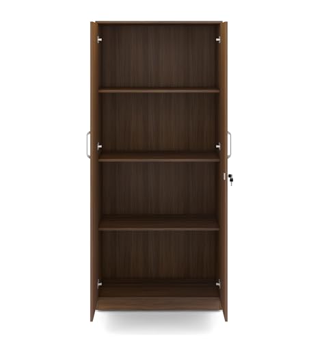 Image of Axel 2 Door Wardrobe | Engineered Wood | Exotic Teak Finish | Matte | Knock Down | Bedroom Storage with 3 Shelves | Water & Scratch Resistant | 3-Year Warranty
