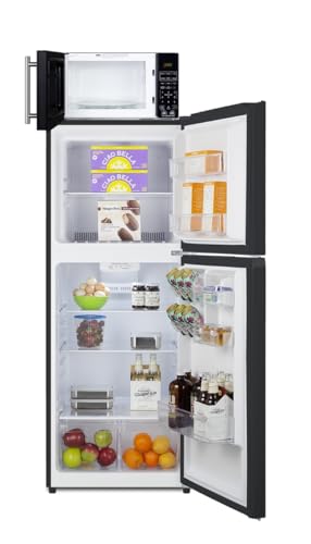 Summit Appliance MRF1087BA Microwave/Refrigerator-Freezer 10.1 cu.ft Combination with Allocator, Jet Black (RHD, Black)