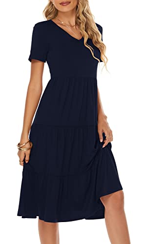 Image of Berydress Women's Casual Summer Tiered Midi Dress 2026 V Neck Boho Sundress