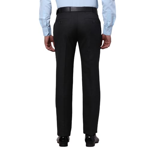 Image of Raymond Men's Slim Fit Mid Rise Solid Pattern Polyester Viscose Blend Flat Front Trouser