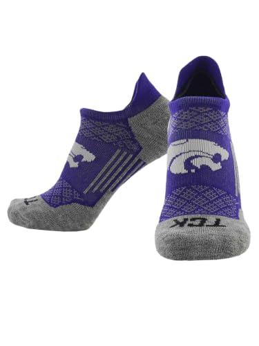 NCAA No Show Tab Socks - Kansas State Wildcats Purple/White Large