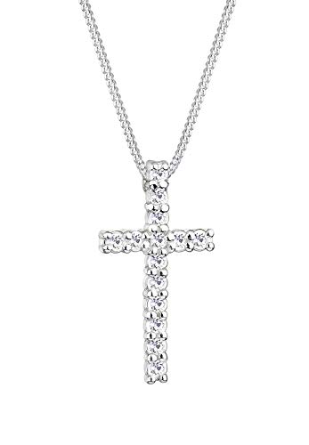 Elli Collares Mujer Colgante de Cruz Elegante con Cristales en Plata Esterlina 925
