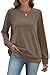 RUMIA Crewneck Fall Sweatshirts for Women Trendy- Women's Plain Long Sleeve Pullover Tops with Pockets Fashion Coffee