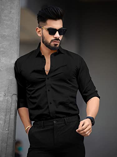Image of Men's Cotton Solid Full Sleeves Regular Fit Formal Shirt
