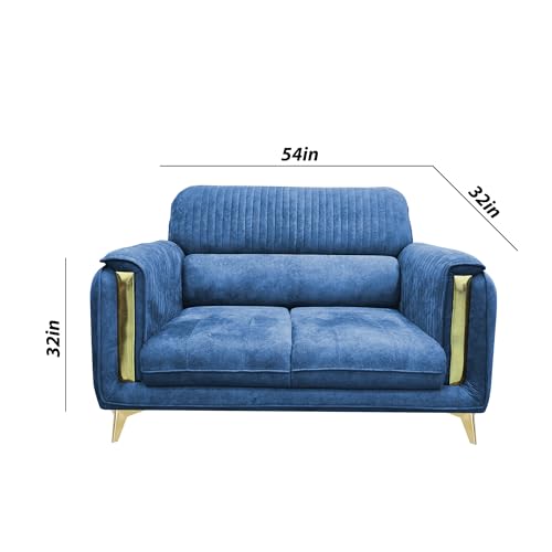 Image of Casaliving Gelio 2 Seater Sofa Set for Living Room (Blue Colour) Premium Fabric Sofa