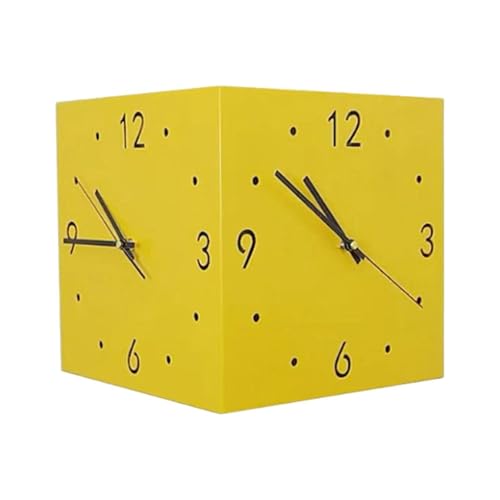 Horloge murale double face design industriel en métal jaune de haute qualité